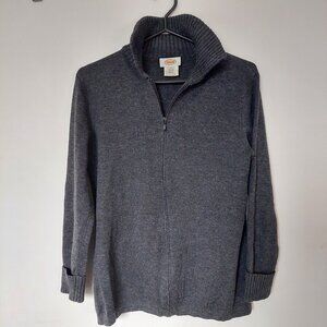 Talbots Men 100% Wool Grey Zip Sweater (Size S)